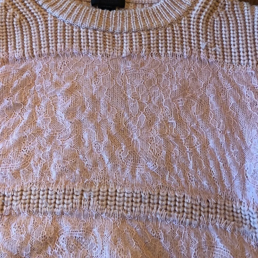 J. Crew Lace Stripe Crewneck Wool Sweater